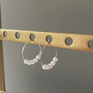 Silver pearl hoop earrings